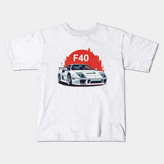 Ferrari F40 legendary car Kids T-Shirt by Auto-apparel